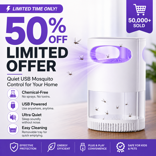 🦟 50% OFF!🔇 Smart 360° UV Mosquito Trap | Chemical-Free & Ultra-Quiet 🌙