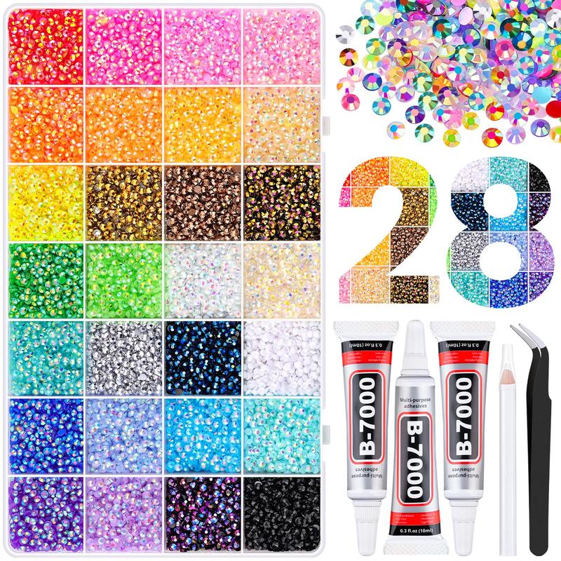💎 ✨[Vruuxarny] 40-Color Rhinestone Kit with B-7000 Glue and Tweezers