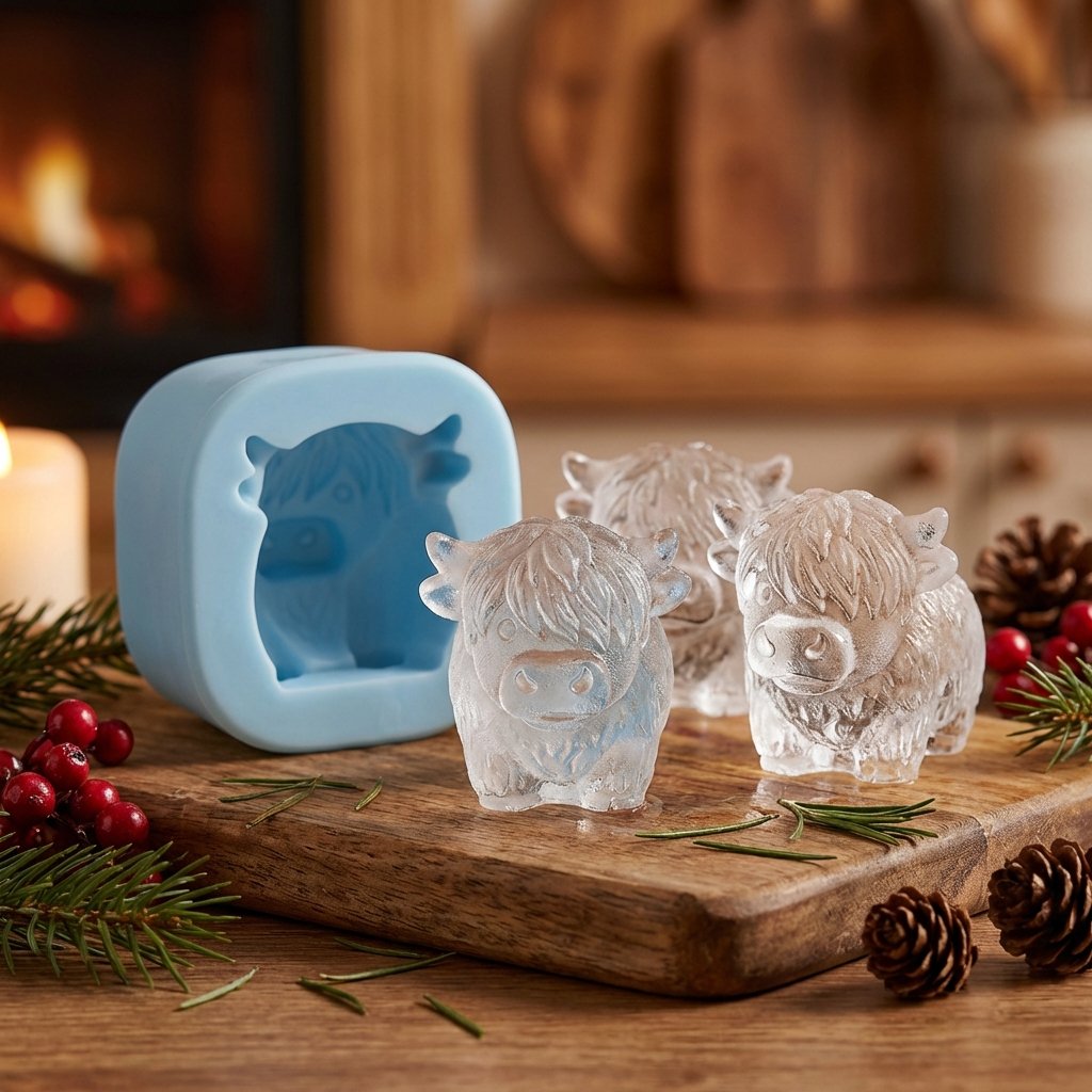 🥃Elevate Your Drink: The Intricate 3D Highland Cow Ice Mold