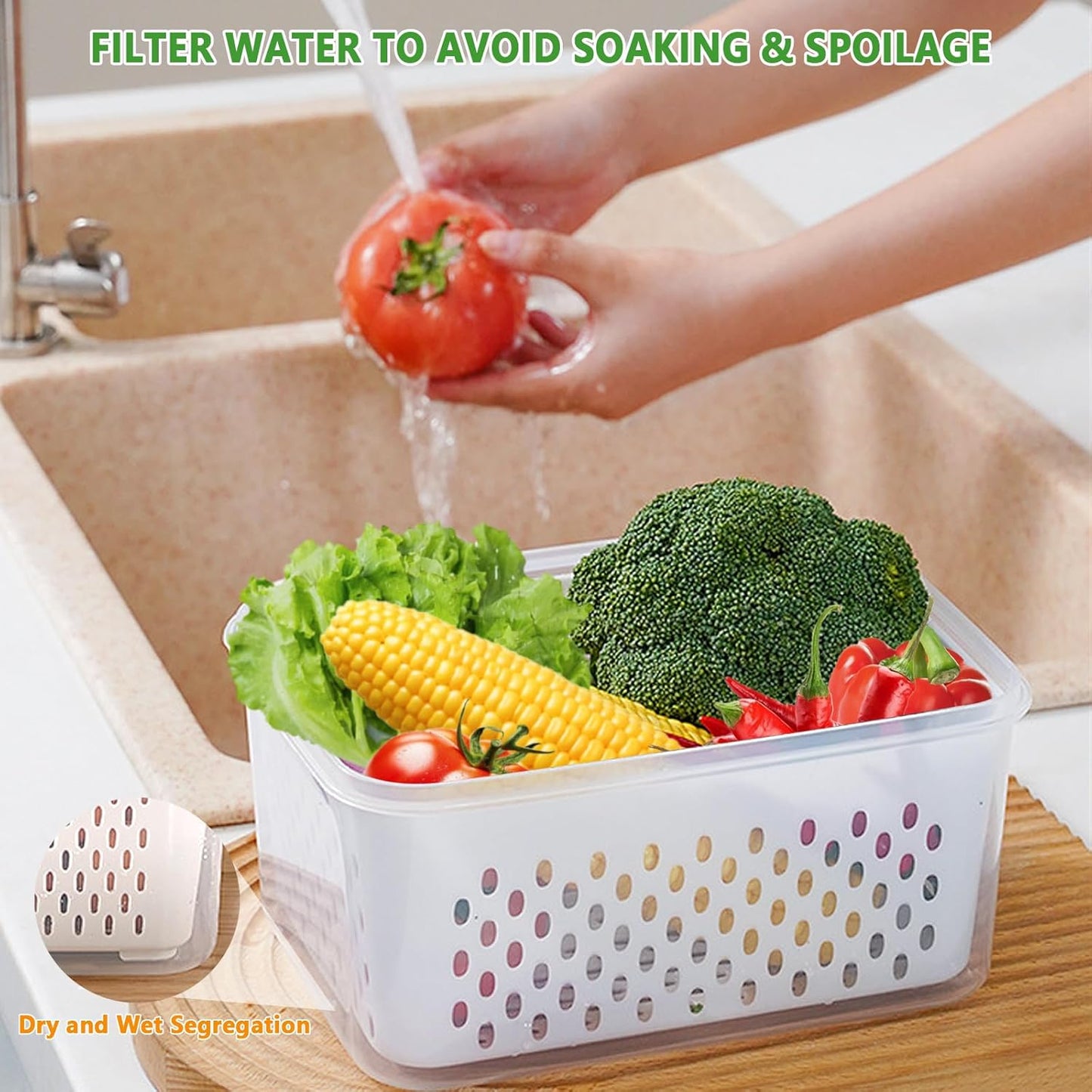 👉 🔥 [50% OFF] Stop Wasting Expensive Fruits! 3-in-1 Wash, Drain & Store Container