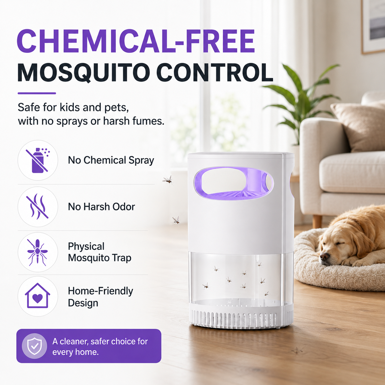 🦟 50% OFF!🔇 Smart 360° UV Mosquito Trap | Chemical-Free & Ultra-Quiet 🌙