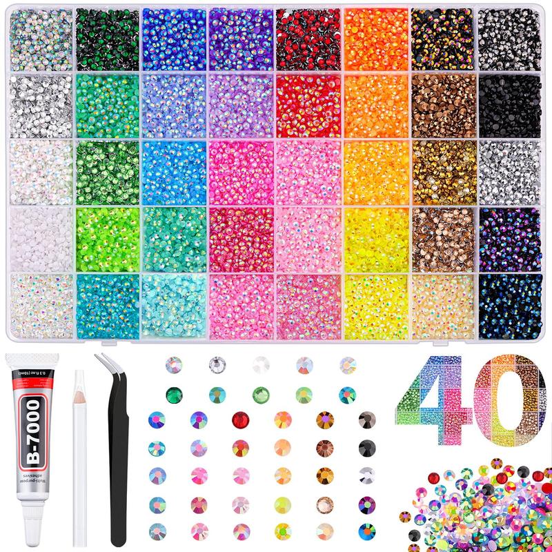 💎 ✨[Vruuxarny] 40-Color Rhinestone Kit with B-7000 Glue and Tweezers
