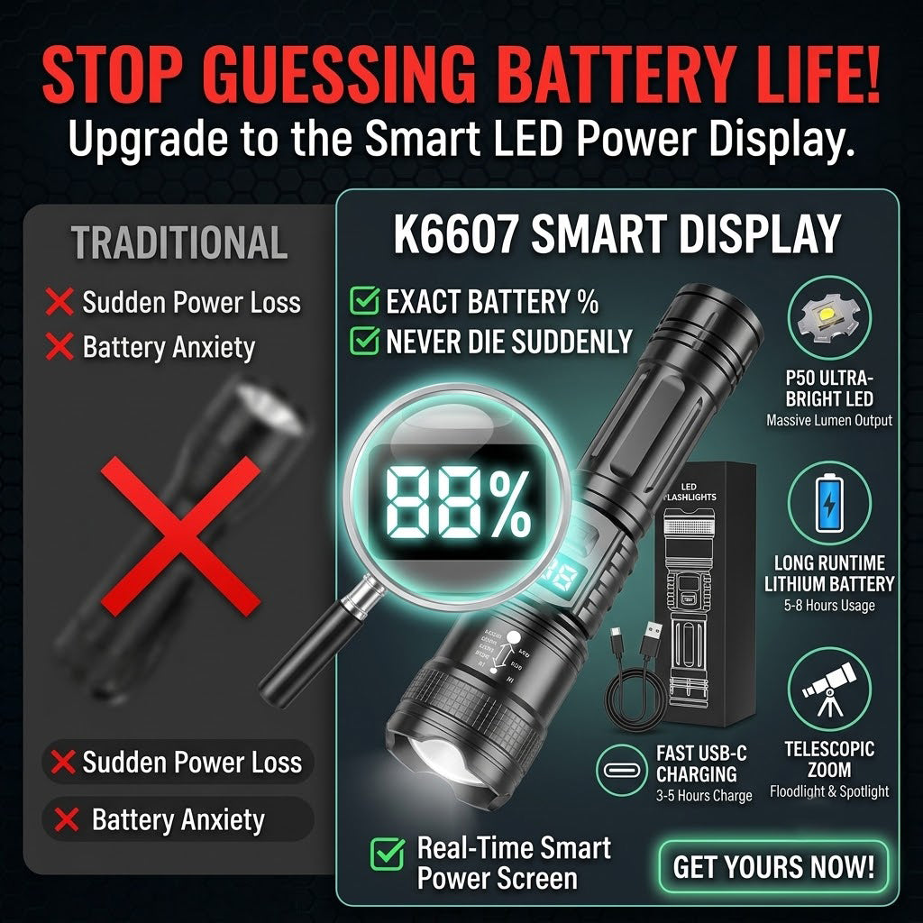 🔥 60% OFF  🔦 Military-Grade Tactical Flashlight | 🔋 Smart LED Display & 🎯 x2000 Zoom