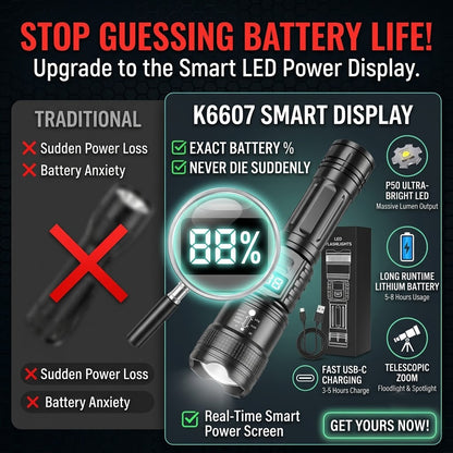 🔥 60% OFF  🔦 Military-Grade Tactical Flashlight | 🔋 Smart LED Display & 🎯 x2000 Zoom