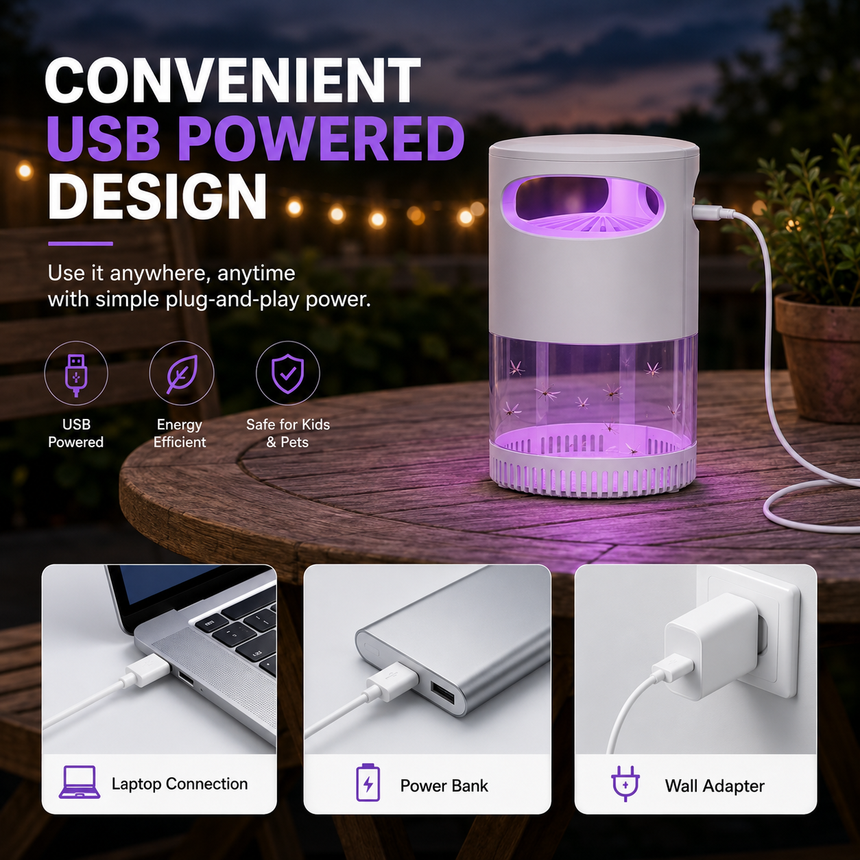 🦟 50% OFF!🔇 Smart 360° UV Mosquito Trap | Chemical-Free & Ultra-Quiet 🌙