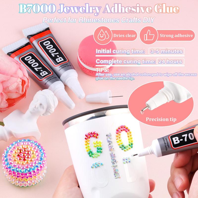 💎 ✨[Vruuxarny] 40-Color Rhinestone Kit with B-7000 Glue and Tweezers