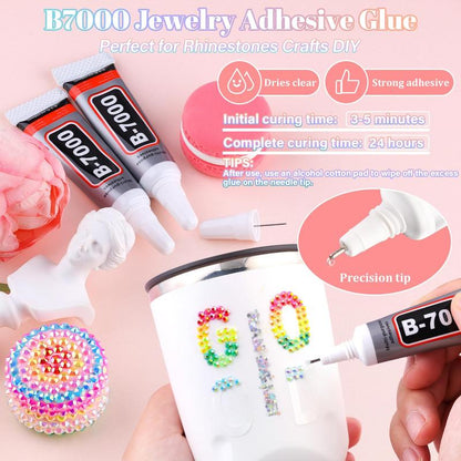 💎 ✨[Vruuxarny] 40-Color Rhinestone Kit with B-7000 Glue and Tweezers