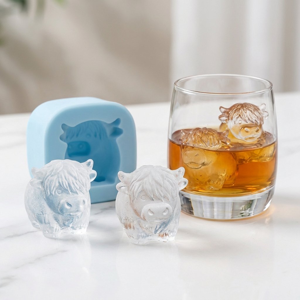 🥃Elevate Your Drink: The Intricate 3D Highland Cow Ice Mold