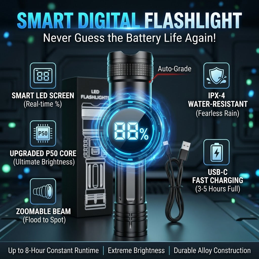 🔥 60% OFF  🔦 Military-Grade Tactical Flashlight | 🔋 Smart LED Display & 🎯 x2000 Zoom