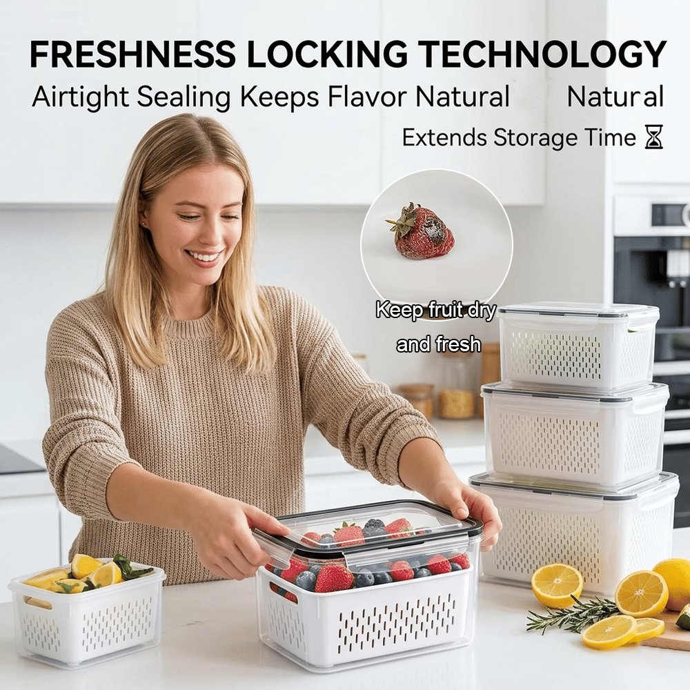 👉 🔥 [50% OFF] Stop Wasting Expensive Fruits! 3-in-1 Wash, Drain & Store Container