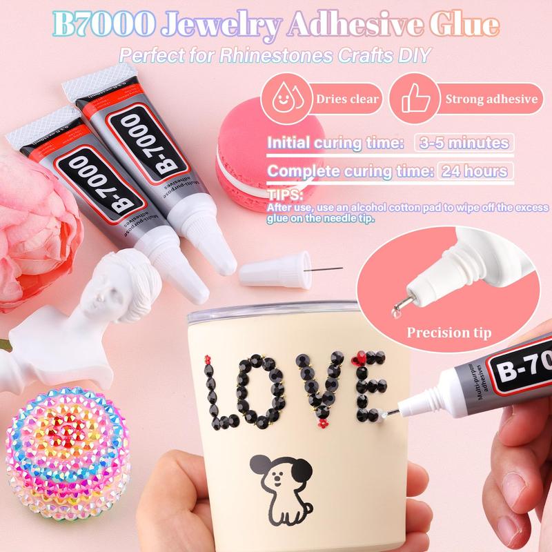 💎 ✨[Vruuxarny] 40-Color Rhinestone Kit with B-7000 Glue and Tweezers
