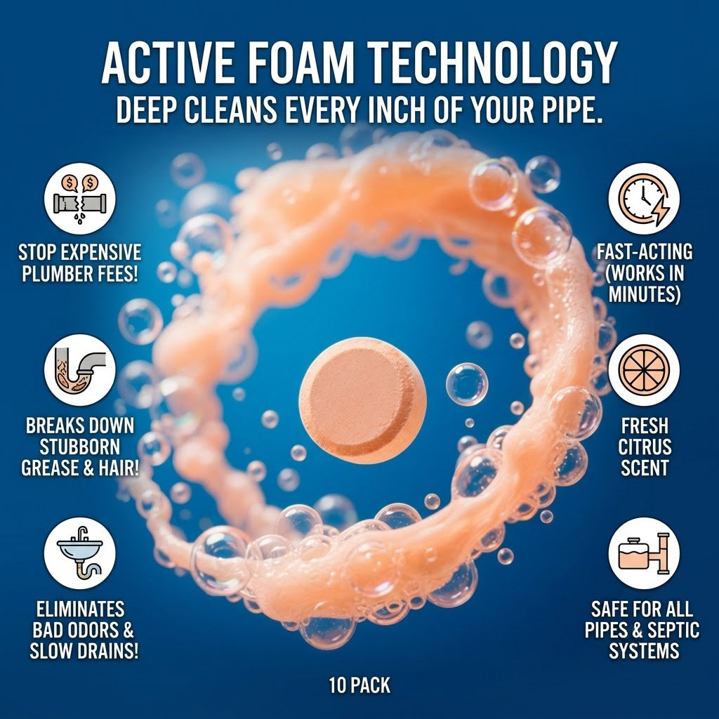 💥Vruuxarny™ 4-in-1 Active Foam Drain & Pipe Cleaner Tablets