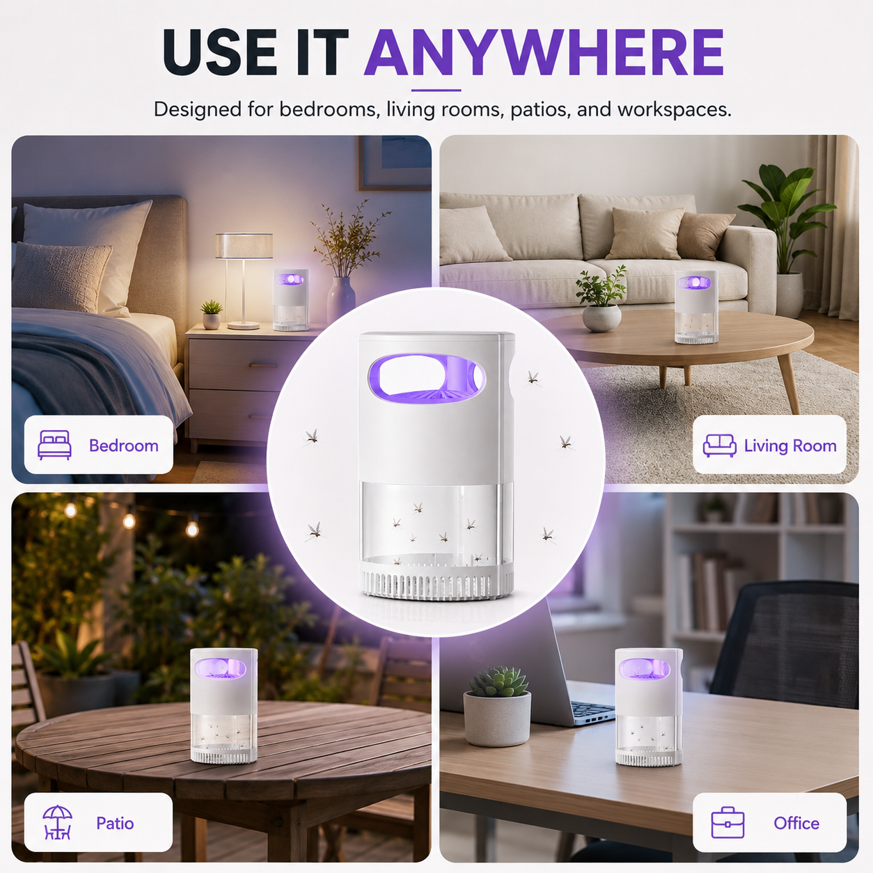 🦟 50% OFF!🔇 Smart 360° UV Mosquito Trap | Chemical-Free & Ultra-Quiet 🌙