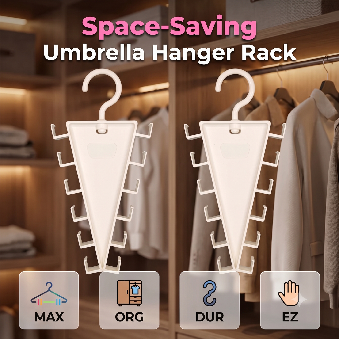Ultimate Closet Space Saver: Multi-Hook Umbrella Hanger Rack