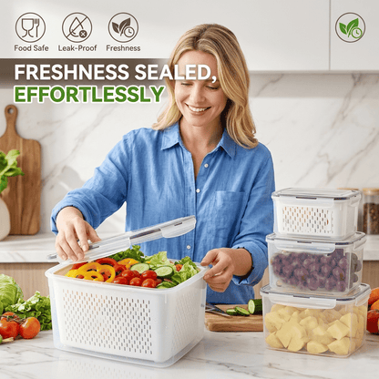 👉 🔥 [50% OFF] Stop Wasting Expensive Fruits! 3-in-1 Wash, Drain & Store Container