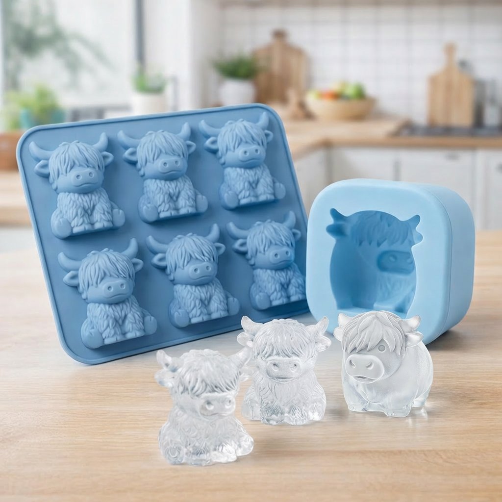 🥃Elevate Your Drink: The Intricate 3D Highland Cow Ice Mold