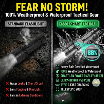 🔥 60% OFF  🔦 Military-Grade Tactical Flashlight | 🔋 Smart LED Display & 🎯 x2000 Zoom